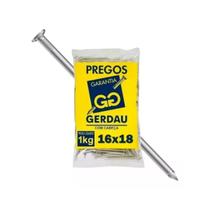 GERDAU PREGO 16X18 (PACOTE 1KG) Gerdau Prego Fixação Construção Metal Pacote 16x18 1Kg Ferramenta Utilidade