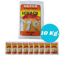 Gesso Estuque Kit 10 Sacos Rapído Em Pó Saco 1 Kg Branco