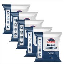 Gesso Estuque Secagem Rapida Pequenos Reparos 1kg Lacxe 5un