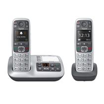 Gigaset E560A Duo Dois telefones sem fio, fabricados na Alemanha - Função SOS, secretária eletrônica, 2 aparelhos, teclas extra grandes e volume alto (Platinum, Pack of 2)