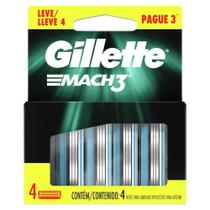 Gillette carga para barbear mach3 com 4 unidades