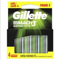 Gillette Mach3 Sensitive 4 Cargas Pele Sensível - 4 Cartuchos Gillette