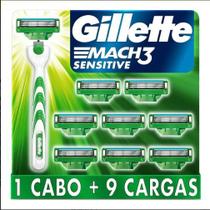 Gillette Mach3 Sensitive Aparelho De Barbear + 9 Cargas Com Aloe