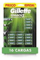 Gillette Mach3 Sensitive Carga Para Aparelho De Barbear Com Aloe 16 Unidades