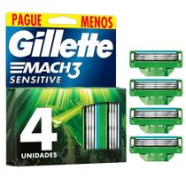 Gillette Mach3 Sensitive Carga para Aparelho de Barbear para Pele Sensível 4 Unidades