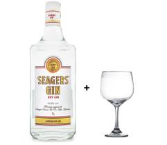 Gin Seagers Dry 1 litro Com Taça de Vidro