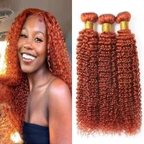 Ginger Kinky Curly Bundles Human Hair 350 pacotes de cabelo laranja, gengibre encaracolado, 22, 24, 26 polegadas, extensões de cabelo Remy brasileiras de trama dupla, pacotes sedosos e macios