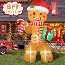 Gingerbread Man inflável de Natal AerWo de 8 pés com LEDs