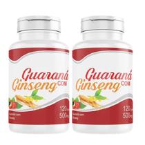 Ginseng com Guaraná 240 cápsulas 500 mg 2 frascos x 120 caps energia vigor