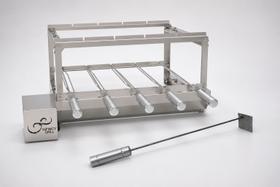 Gira Grill 5 espeto inox brinde espalhador de Brasa