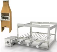 Gira Grill Churrasqueira Elétrica Inox 4 Espeto Giratório
