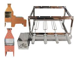 Gira grill churrasqueira giratoria 4 espetos em inox