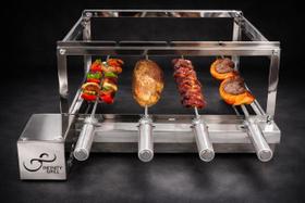 Gira Grill Inox 4 Espetos Elétrica Giratória