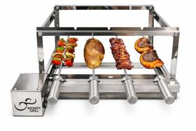 Gira Grill Inox 4 Espetos Elétrica Giratória