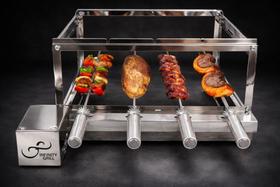 Gira Grill Inox 4 Espetos Elétrica Giratória