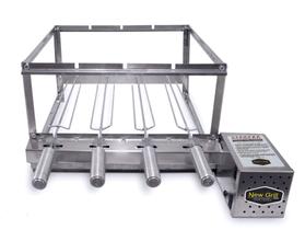 Gira Grill Inox 4 Espetos para Churrasqueira Gira Grill Inox 4 Espetos para Churrasqueira
