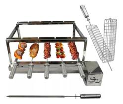 Gira Grill Inox Giratória 5 Espeto mais acessorio Gira Grill Inox Giratória 5 Espeto mais acessorio