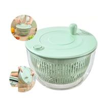 Girador de salada, secador giratório de vegetais de plástico de 5 l com alça de manivela e tampa de bloqueio inteligente, desidratador de salada multiuso, arruela manual de alface