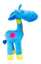 Girafa Azul Com Pintas Coloridas 41cm Pelúcia Girafa Azul Com Pintas Coloridas 41cm Pelúcia