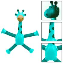 Girafa Brinquedo Tubo Estica Gruda Ventosa LED cor Azul