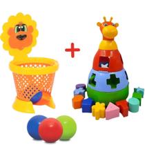 Girafa De Brinquedo Didática Com Basketball Kit 2 Brinquedos