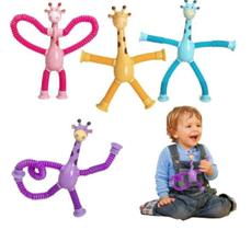 Girafa de Brinquedo Led Estica E Gruda Ventosa Luz Infantil