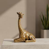 Girafa De Luxo 31cm Ocre Escultura Decorativa Para Rack Painel Tv Aparador Peça Exclusiva AVB DECOR