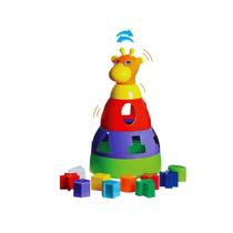 Girafa Didática Brinquedo Educativo para Bebê 1 ano Empilhar Encaixar 10 Peças Coloridas