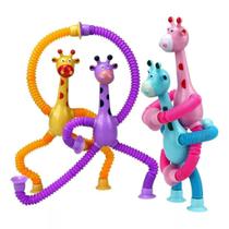 Girafa Estica e Puxa Montessori Pop It Tubo Com Ventosas Girafinha Led Giraestica Giraflex Anti-stress Sensorial Brinquedo Engraçado