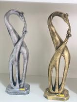 Girafa Mãe e Filha , Escultura Decorativa em gesso nas cores Dourado e Prata Girafa Mãe e Filha , Escultura Decorativa em gesso nas cores Dourado e Prata