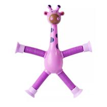 Girafa Pop It Tubo Led Brinquedo De Puxar Colorido Un. ROXO