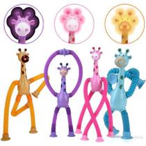 Girafas com Ventosa e Luz LED - Pop Tube Esticável Girafas com Ventosa e Luz LED - Pop Tube Esticável