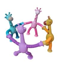 Girafas Pop It Tubo Estica e Gruda Led Kit 4 Unid Brinquedo Anti Estresse