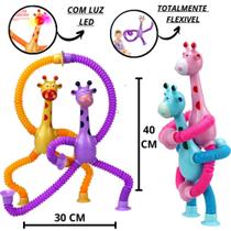 Girafas Pop It Tubo Luz Led Brinquedo Flexível Crianças Estica Gruda Magic Fidget Toys 40 Cm