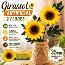 Girassol Artificial 35cm Com 2 Flores Decorativas Arranjo Floral Decoração Festa Junina Vaso