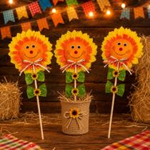 Girassol Palito Festa Junina Decoração 55cm São João Enfeite