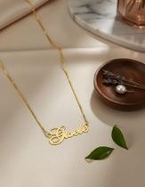 GISELE COLAR DE NOME FOLHEADO A OURO 18k