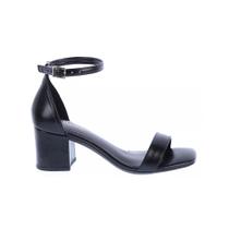 Gisele - Sandália Feminina Preta com Salto Bloco Médio
