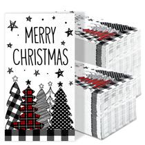 gisgfim 100 unidades de guardanapos de papel de Natal Black Buffalo Plaid 40x33cm gisgfim 100 unidades de guardanapos de papel de Natal Black Buffalo Plaid 40x33cm