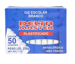 Giz Branco Escolar Plastificado Antalérgico Delta Master - Caixa Com 50 unidades