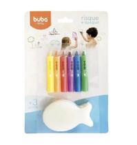 Giz De Banho Risque E Apague 6 Cores Com Esponja 7472 - Buba