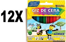 Giz De Cera 12 Cores 48g Acrilex Kit com 12 Caixas