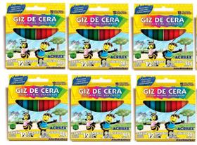 Giz De Cera 12 Cores Acrilex Kit com 6 Caixas