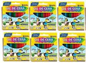Giz De Cera 12 Cores Acrilex Kit com 6 Caixas