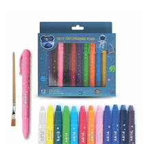 Giz de Cera 12 Cores - Aquarelavel Astronaut Power - Fofy
