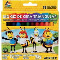 Giz de Cera 12 Cores Gizão Triangular Acrilex