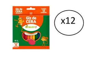 Giz De Cera 12 Cores Leo E Leo- Kit 12 Caixas- 144Un Total