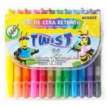 Giz de Cera 12 Cores Retrátil Twist Acrilex