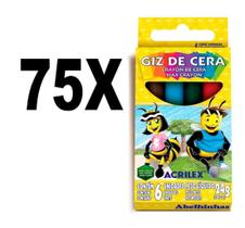 Giz De Cera 6 Cores 24g Acrilex Kit 75 Caixas