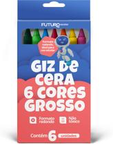 Giz de Cera 6 Cores Grosso Escolar - FUTURO